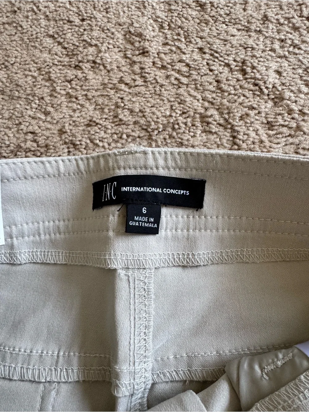 INC International Concepts Women's Button-Fly Skinny Leg Beige Pant